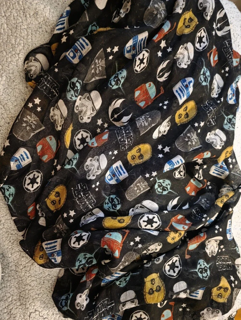 Star Wars Inspired Black Character Print Scarf